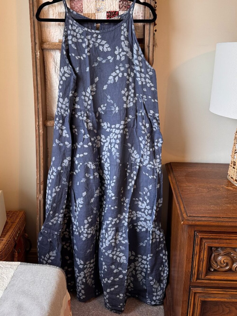 Luisa Perla 100% Linen Maxi Dress